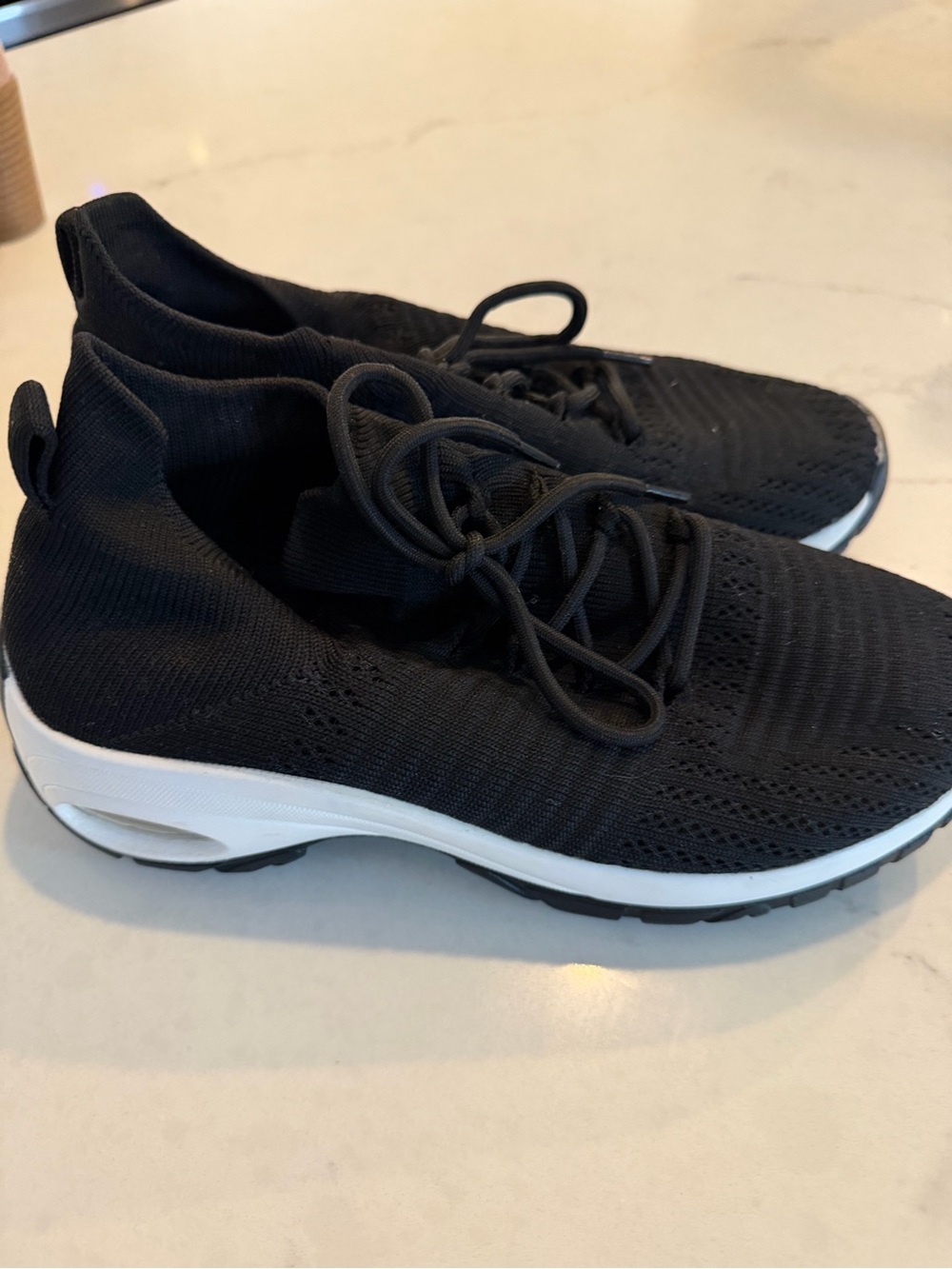 Women's Black Knit Slip-On Lace Sneakers Blaze Knit Trainer
